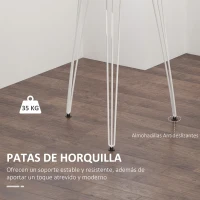 HOMCOM Mesa de Comedor Redonda con Patas de Horquilla Metálicas Estilo Moderno Nórdico para Cocina Salón Cafetería Bar Ø70x75 cm Blanco(m-5)