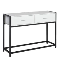 HOMCOM Mesa de Entrada con 2 Cajones y Pies Ajustables Estilo Moderno para Pasillo Salón 120x34x81 cm Blanco y Negro(m-1)