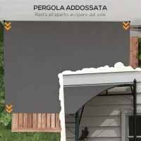 Outsunny Pergola Gazebo con 12 Fori di Drenaggio, in Metallo e Poliestere, 400x296x200/262 cm, Grigio Scuro(m-4)