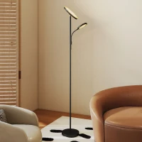 HOMCOM LED Floor Lamp for Living Room, Stepless Dimmable Standing Lamp, Mother and Child Uplighter with Reading Light, 4 Scene Modes, 2700K-6500K Colour Temps, 4 Brightness Levels, Remote Control(m-9)