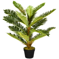 HOMCOM Plante artificielle palmier 85 cm avec 18 grandes feuilles grand réalisme pot inclus(m-11)