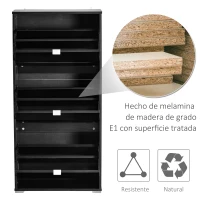 HOMCOM Armario de Zapatos Zapatero Moderno con 3 Cajones Capacidad de 18 Pares de Zapatos para Pasillo 60x26x124 cm Negro(m-4)