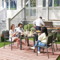 Outsunny Salon de jardin en aluminium et textilène table extensible 4 chaises empilables 4 personnes gris(m-2)