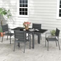 Outsunny Salon de jardin en aluminium et textilène table extensible 4 chaises empilables 4 personnes gris(m-9)