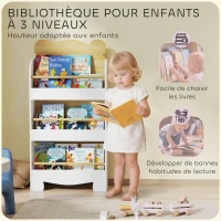 AIYAPLAY Bibliothèque pour enfant, rangement livre enfant 3 niveaux pour salle de jeux, chambre d'enfant, bois naturel(m-4)