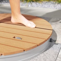Outsunny Kit de Duche de Jardim Portátil Duche Exterior de Chão Altura Ajustável até 4 m para Campismo Piscina Praia Ø70,5x7,5 cm Madeira(m-9)