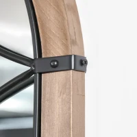 HOMCOM Espejo Decorativo de Pared de Madera 93x60 cm Espejo de Ventana con 2 Ganchos Estilo Vintage para Salón Dormitorio Comedor Entrada Marrón(m-7)