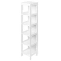 kleankin Estantería de Baño de Suelo de 5 Niveles Mueble Auxiliar de Almacenaje para Cocina Salón 30x30x140 cm Blanco(m-1)