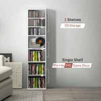 HOMCOM 260 Narrow CD Storage Unit - White(m-8)