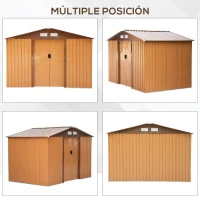 Outsunny Abrigo de Jardim Exterior 4,83m² 277x195x192cm Abrigo e Jardim Metálico para Armazenamento de Ferramentas com Base Incluída e 4 Janelas Marrom(m-7)