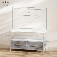 HOMCOM TV Stand Cabinet with 2 Foldable Drawers - White(m-3)