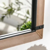 HOMCOM Espejo Decorativo de Pared de Madera 93x60 cm Espejo de Ventana con 2 Ganchos Estilo Vintage para Salón Dormitorio Comedor Entrada Marrón(m-9)