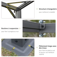 Outsunny Pergola adossable retractable dim. 3L x 3l x 2,3H m pavillon de jardin toile polyester haute densité crème structure métal époxy gris(m-6)