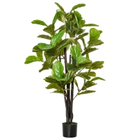 HOMCOM Ficus Artificial 130 cm Planta Artificial con 78 Hojas y Maceta para Interior Verde(m-1)
