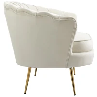 HOMCOM Vintage 2-Sitzer Sofa, Couch, Polstermöbel, Samtoptik, bis 150 kg, Creme/Gold(m-11)