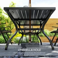 Outsunny Seven-Piece Steel Outdoor Dining Set, with Parasol Hole - Khaki(m-6)