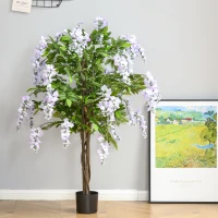 HOMCOM 5.3ft Artificial Tree, Indoor Fake Bamboo with Pot, for Home, Office, and Living Room Decor(m-4)