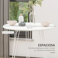 HOMCOM Mesa de Comedor Redonda con Patas de Horquilla Metálicas Estilo Moderno Nórdico para Cocina Salón Cafetería Bar Ø70x75 cm Blanco(m-6)
