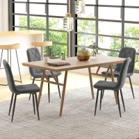 HOMCOM Lot de 4 chaises de salle à manger rembourrées avec dossier haut, pieds en acier et tissu effet velours, gris(m-7)
