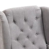 HOMCOM Ohrensessel Sessel mit Tufting, hoher Rückenlehne, Gepolstert Loungesessel mit abgerundeten Armlehnen, Holzbeine, für Schlafzimmer, Wohnzimmer, bis 160 kg, Grau(m-9)