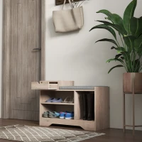 HOMCOM Bancă pentru Încălțăminte cu Pernă de Șezut, 76,5x30x52 cm, Gri(m-7)