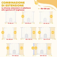 PawHut Cancelletto per Cani Estensibile con Porta a Chiusura Automatica, in Metallo e ABS, 75-131x76 cm, Bianco(m-7)