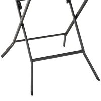 Outsunny Table de Jardin Pliable Table Pliante carrée dim. 78L x 78l x 74H cm métal époxy HDPE Imitation Bois Chocolat(m-5)