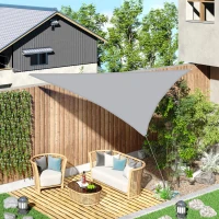 Outsunny Toldo vela Triangular 4x4x4 metros Toldo tipo Sombrilla Parasol Triángulo de Poliéster para Jardín Playa Camping Color Gris(m-9)