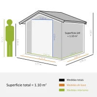 Outsunny Abrigo de Jardim Metálico para Armazenamento de Ferramentas com Base de Reforço Incluída e 4 Janelas 277x195x192cm Cinza Escuro(m-3)