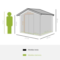 Outsunny Abrigo de Jardim Exterior 4,83m² 277x195x192cm Abrigo e Jardim Metálico para Armazenamento de Ferramentas com Base Incluída e 4 Janelas Verde Escuro(m-3)