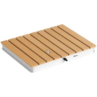 Outsunny Kit de Duche de Jardim Portátil Duche Exterior de Chão Altura Ajustável até 4 m para Campismo Piscina Praia 70,5x55x7,5 cm Madeira(m-1)