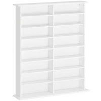 HOMCOM 16-Compartment Media Shelf- White(m-1)