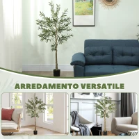 HOMCOM Pianta Artificiale di Olivo Alta 150 cm, Albero Finto con 720 Foglie e 32 Olive, Vaso Incluso(m-8)