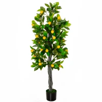 HOMCOM Artificial Lemon Tree Fake Decorative Fruits Plant in Nursery Pot for Indoor Outdoor Décor, 135cm(m-1)