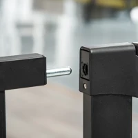 PawHut Barrera de Seguridad para Perros Mascotas 75-103 cm para Escaleras y Puertas con 2 Extensiones Cierre Automático y Sistema de Doble Bloqueo Negro(m-9)