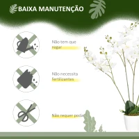 HOMCOM Planta Artificial Orquídea Planta Orquídea Artificial para Decoração de Casa Ø16,5x75 cm Branco(m-5)