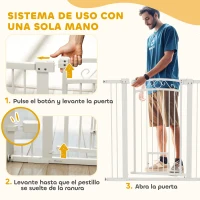 PawHut Barrera de Seguridad para Perros con Ancho Ajustable 76-104 cm con 2 Extensiones para Escalera Puerta Blanco(m-9)