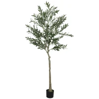 HOMCOM Planta Artificial Decorativa de 180cm Árbol de Olivo con 900 Hojas y 40 Aceitunas en Maceta para Interior Verde(m-1)