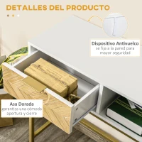 HOMCOM Consola para Recibidor Mueble para Recibidor Estilo Moderno con Cajón y Estante Abierto para Entrada Pasillo 80x30x80,5 cm Blanco y Dorado(m-5)