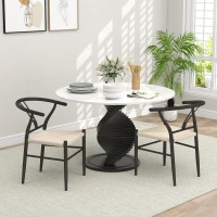 HOMCOM Set of Two Weave Dining Chairs with Y-Shaped Backrest Hemp Seat - Black/Beige(m-2)