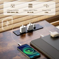 HOMCOM 120cm Computer Desk with Power Outlets, Office Desk Study Table with Fabric Drawers and Storage Shelves, Rustic Brown(m-5)