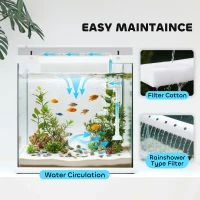 PawHut 14L Glass Fish Tank With Filter System, LED Lights, Water Pump, White(m-4)