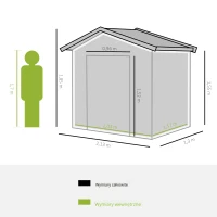 Outsunny Szop ogrodowy, 2 drzwi przesuwne, okna wentylacyjne, rama podłogowa z ocynkowanej stali, nierdzewna stal, jasnozielony, 2,13 x 1,30 x 1,85 m(m-3)