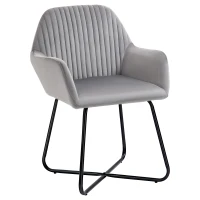 HOMCOM Sillón de Salón Tapizado en Terciopelo con Asiento Acolchado Base Metálica Cruzada Gris(m-10)