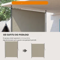 Outsunny Markiza Boczna, Montaż bez Wiercenia, regulowana wysokość, z korba ręczną, rama metalowa, kolor piaskowy, 2 x 2,15-3,05 m(m-4)