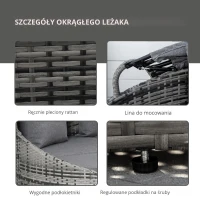 Outsunny rattanowa wyspa słoneczna 4-częściowa wyspa słoneczna z poduszką wypoczynkową z baldachimem słonecznym(m-6)