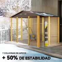 Outsunny Caseta de Jardín Exterior 4,84m² 278x195x215cm con 2 Puertas y 4 Ventanas para Almacenamiento de Herramientas Natural(m-5)