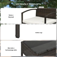 Outsunny zestaw mebli ogrodowych z technorattanu 4-częściowy brązowy + kremowy(m-6)