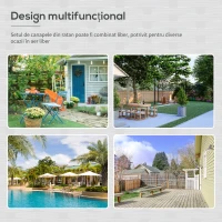 Outsunny Set de Gradina 4 Piese din Ratan cu 2 Scaune, Fotoliu de Gradina cu 2 Locuri si Masuta Joasa de Cafea, Negru si Crem(m-7)