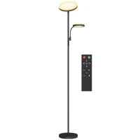 HOMCOM LED Floor Lamp for Living Room, Stepless Dimmable Standing Lamp, Mother and Child Uplighter with Reading Light, 4 Scene Modes, 2700K-6500K Colour Temps, 4 Brightness Levels, Remote Control(m-11)